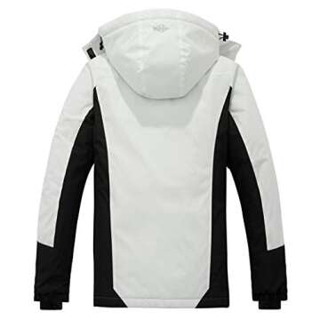 Wantdo Women's Warm Winter Coat Waterproof Ski Snowboarding Jacket White & Black Large