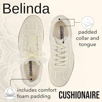 CUSHIONAIRE Belinda Lace Detail Sneakers for Women - Comfort & Style