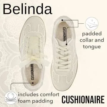 CUSHIONAIRE Belinda Lace Detail Sneakers for Women - Comfort & Style