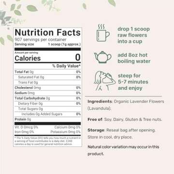 Organic Dried Lavender Flowers, 2lbs (32oz) | Culinary Lavender from France for Tea, Home Fragrance ...