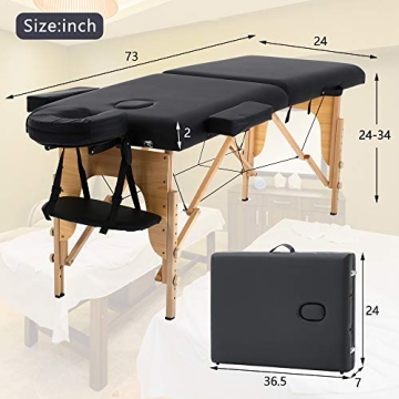 Dkeli Adjustable Portable Massage Table for Professionals