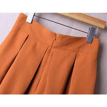 Hanlolo Womens 50s Vintage Skirt Knee Length High Waist Pleated Midi Bow Skirts