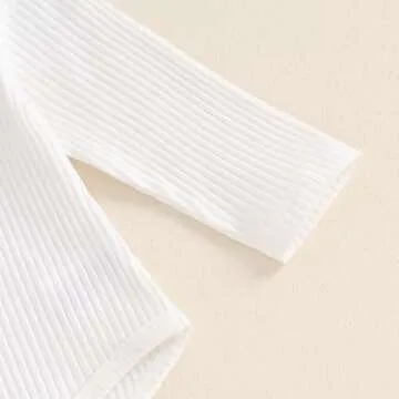 Kaipiclos Newborn Baby Boy Clothes Rib Knit Long Sleeve Romper Cute Suspender Pants Solid Infant Fall Winter Gentleman Outfit (White Blue, 0-3 Months)