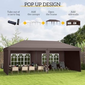 Outsunny Durable 10' x 20' Pop Up Canopy Tent for Events