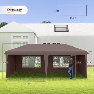 Outsunny Durable 10' x 20' Pop Up Canopy Tent for Events