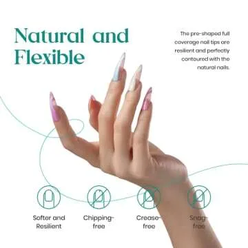 Beetles Gel Nail Kit Easy Nail Extension Set 5 In 1 Nail Glue Gel Base Coat with Pre shaped Medium Stiletto Gel Nail Tips Led Nail UV Lamp Acrylic Nail Clipper for Nail Art Diy