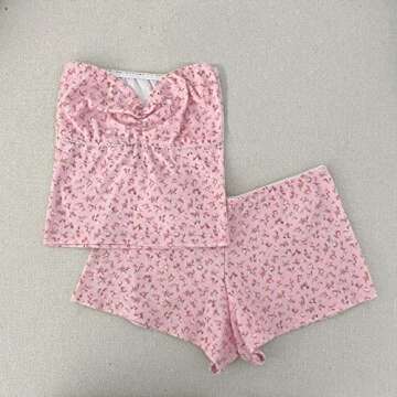 Multitrust Women Loungewear Set Two Piece Matching Knit Set Y2K Crop Tops and High Waist Shorts Summer Beach Streetwear (N Pink, S)