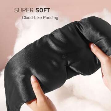 LitBear Silk Sleep Mask, Eye Mask Sleeping for Women Men Side Sleeper, 22 Momme Mulberry Silk Light Blocking Sleeping Mask, Face-Hugging Padded Silk Eye Cover with Adjustable Band