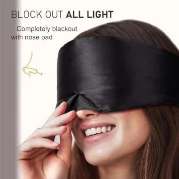 LitBear Silk Sleep Mask, Eye Mask Sleeping for Women Men Side Sleeper, 22 Momme Mulberry Silk Light Blocking Sleeping Mask, Face-Hugging Padded Silk Eye Cover with Adjustable Band