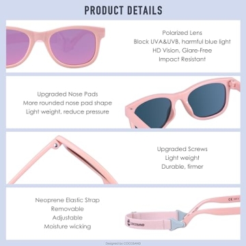 COCOSAND Baby Sunglasses with Flexible Strap UV Protection