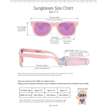 COCOSAND Baby Sunglasses with Flexible Strap UV Protection