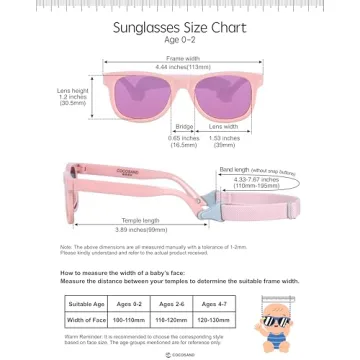 COCOSAND Baby Sunglasses with Flexible Strap UV Protection