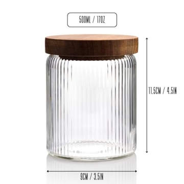 Mason & Fable Ribbed Glass Jars with Wooden Lid Set