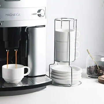 Sweejar Stackable Espresso Cups Set with Saucers