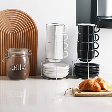 Sweejar Stackable Espresso Cups Set with Saucers