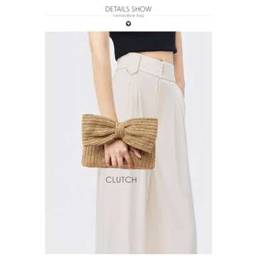 FantasyBear Small Straw Clutch for Women - Trendy Beach Purse