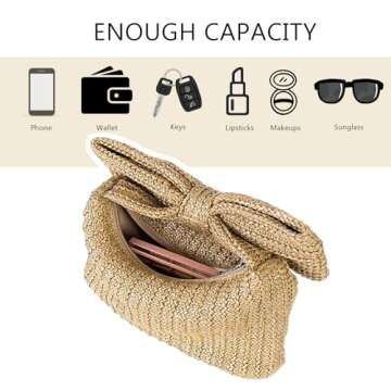 FantasyBear Small Straw Clutch for Women - Trendy Beach Purse