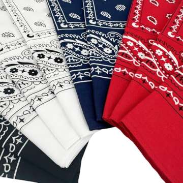 Vamqor Cotton Bandanas - Versatile 10 Pack