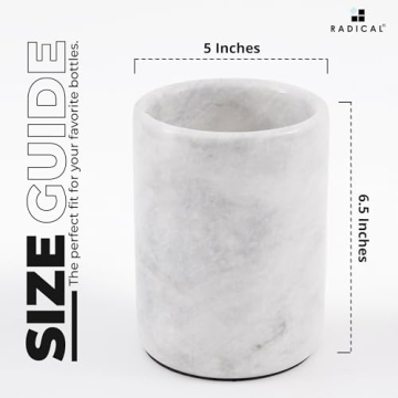 Radicaln Marble Wine Cooler 6.5" Inches White Handmade Insulated Cooler For Champagne - Wine Chiller & Beverage Cooler For Bar Accessories - Bottle Cooler, Wine Bottle Holder For Bar Décor