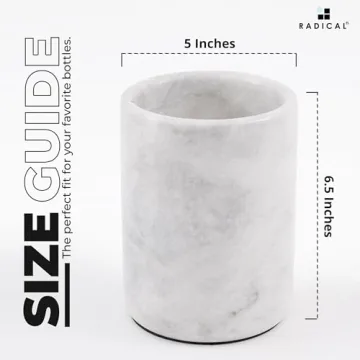 Radicaln Marble Wine Cooler 6.5" Inches White Handmade Insulated Cooler For Champagne - Wine Chiller & Beverage Cooler For Bar Accessories - Bottle Cooler, Wine Bottle Holder For Bar Décor