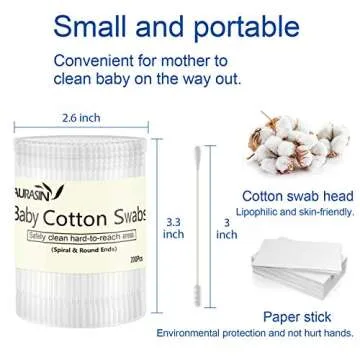 Baby Cotton Swabs, Paper Sticks Cotton Buds for Baby Ear Nose Clean-200Pcs(Spiral & Round)