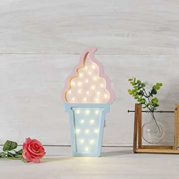 Ice cream Valentine Romance Atmosphere Light , Party Wedding Birthday Party Decoration Kids' Room Battery Operated LED Night Lights (Pink and Blue)