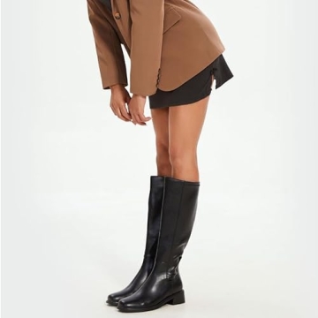 Stylish QIY Black Heeled Knee High Boots for Women