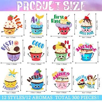 Jetec 300 Pcs Scratch and Sniff Sticker for Kids Valentines Smelly Scented Motivational Stickers Des...