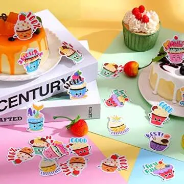 Jetec 300 Pcs Scratch and Sniff Sticker for Kids Valentines Smelly Scented Motivational Stickers Dessert Reward Stickers Teacher Incentive Positive Sticker for Student Classroom Chart School Supplies