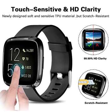 Wepro Screen Protective Case for Fitbit Versa 2 - 3-Pack TPU Full Cover Cases in Clear, Black, Rose ...