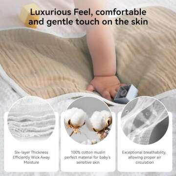 Synrroe Burp Cloths Large, Muslin Burp Cloths for Baby Girls and Boys, Pack of 4 Extra Absorbent and Soft Muslin Bibs, 6 Layers 20 by 10 Inches 100% Cotton (White and Brown 4 Pack)