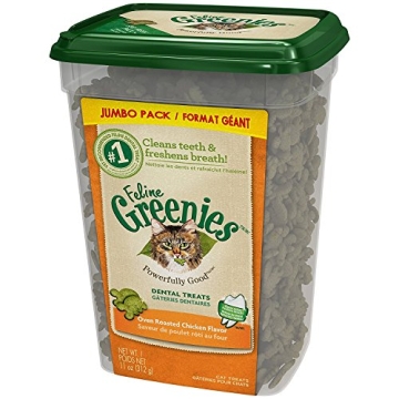 FELINE GREENIES Natural Dental Cat Treats, 11 oz Tub
