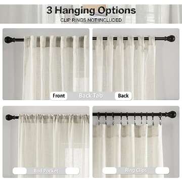 Natural Beige Linen Sheer Curtains 84 Inch Length for Living Room 2 Panels Cream Back Tab Pocket Drapes Neutral Country Rustic Farmhouse Light Filtering Semi Sheer Curtains for Bedroom Ivory 42x84