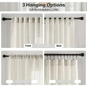 Natural Beige Linen Sheer Curtains 84 Inch Length for Living Room 2 Panels Cream Back Tab Pocket Drapes Neutral Country Rustic Farmhouse Light Filtering Semi Sheer Curtains for Bedroom Ivory 42x84