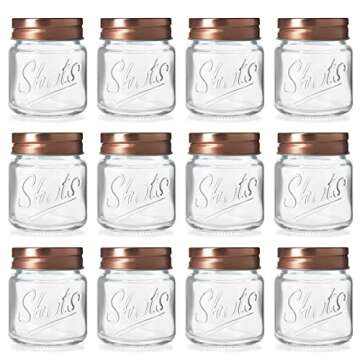 Juvale 12 Pack Mini Mason Jar Shot Glasses with Lids, 2 oz for Ginger Shots, Juices, Cocktails, Homemade Sauces