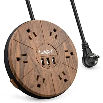 Power Strip 6 AC outlets with 3 USB Ports Charging Station Extension Cord Right Angle Flat Plug Wide...