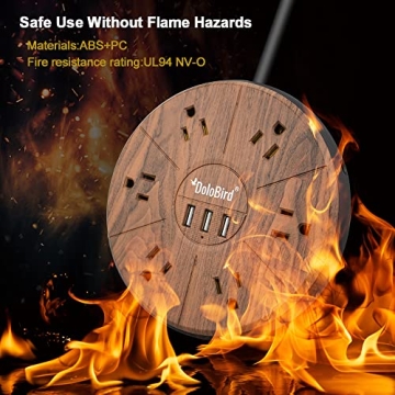 Power Strip 6 AC outlets with 3 USB Ports Charging Station Extension Cord Right Angle Flat Plug Widely Spaced Multi Outlets Circuit Breaker Safeguard for Home,Office, Dorm Room