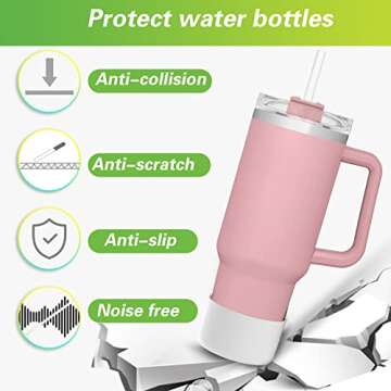 AIERSA 2Pcs Silicone Boot Sleeve for Stanley Quencher 40 oz 30 oz Tumbler with Handle & for IceFlow 20oz 30oz, Protective Water Bottle Cup Bottom Bumper Cover for Stanley Tumbler Accessories, White