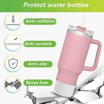 AIERSA 2Pcs Silicone Boot Sleeve for Stanley Quencher 40 oz 30 oz Tumbler with Handle & for IceFlow 20oz 30oz, Protective Water Bottle Cup Bottom Bumper Cover for Stanley Tumbler Accessories, White