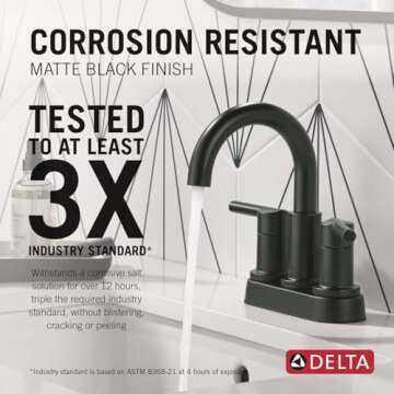 Delta Faucet Nicoli Centerset Bathroom Faucet, Matte Black - Stylish & Functional 2-Handle Bathroom ...