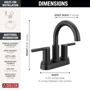 Delta Nicoli Matte Black Centerset Bathroom Faucet