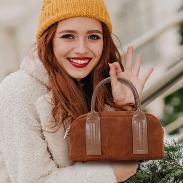 Iswee Burgundy Suede Crossbody Purse for Women