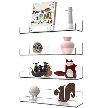 Stylish 15 inch Acrylic Floating Wall Shelf for Storage