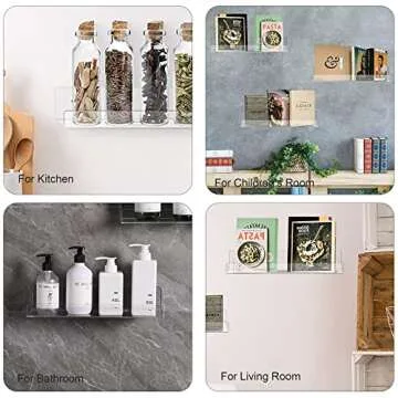 Stylish 15 inch Acrylic Floating Wall Shelf for Storage