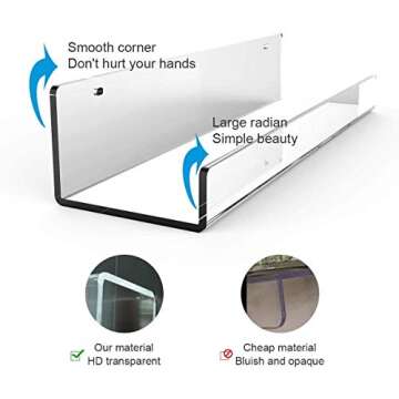 Stylish 15 inch Acrylic Floating Wall Shelf for Storage