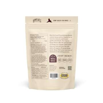 Hemp Well Organic Hemp Hearts –Reduces Feather Plucking, Promotes Relaxation, Immune Support, Organically Sourced, USA Grown, GMO Free – 1 Pound Bag