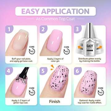 GAOY Eggshell Gel Top Coat, 16ml Eggshell Effect Gel Nail Polish No Wipe Clear Top Coat, Soak off UV LED Finish Gel for Nail Art