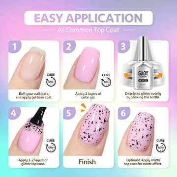 GAOY Eggshell Gel Top Coat, 16ml Eggshell Effect Gel Nail Polish No Wipe Clear Top Coat, Soak off UV LED Finish Gel for Nail Art
