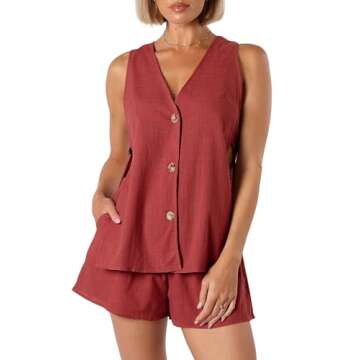 Tankaneo Womens Summer Vacation Outfits Beach Travel Cruise Resort Wear 2 Piece Short Sets Casual Ta...