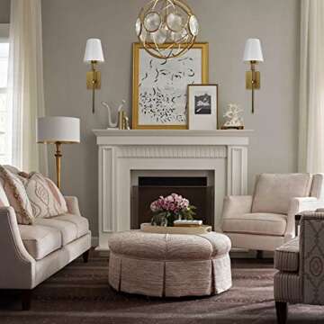 TERLEENART Modern Antique Brass Wall Sconce Set of 2 with White Fabric Shade and Long Slim Arm,Wall ...